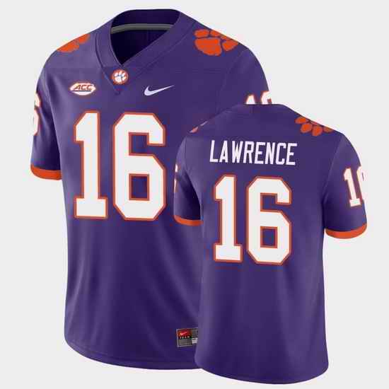 Men Clemson Tigers Trevor Lawrence College Football Purple Playoff Game Jersey